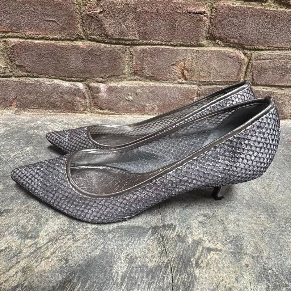 Adrianna Papell Shoes Womens Sz 9M Gunmetal Honeycomb Lois Pump Evening Shoe